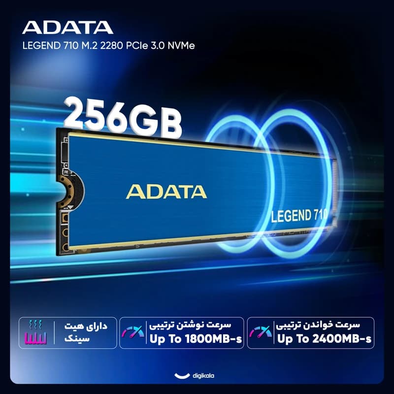 حافظه SSD اینترنال 256 گیگابایت PCIe Gen3 x4 ای دیتا (Adata) مدل LEGEND 710 — تصویر ۳