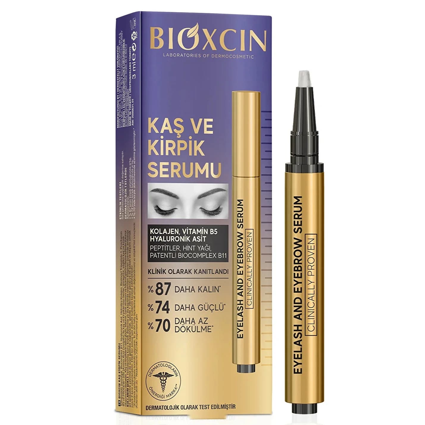 سرم بیوکسین Bioxcin تقویت کننده مژه و ابرو حاوی هیالورونیک اسید، حجم 3ML