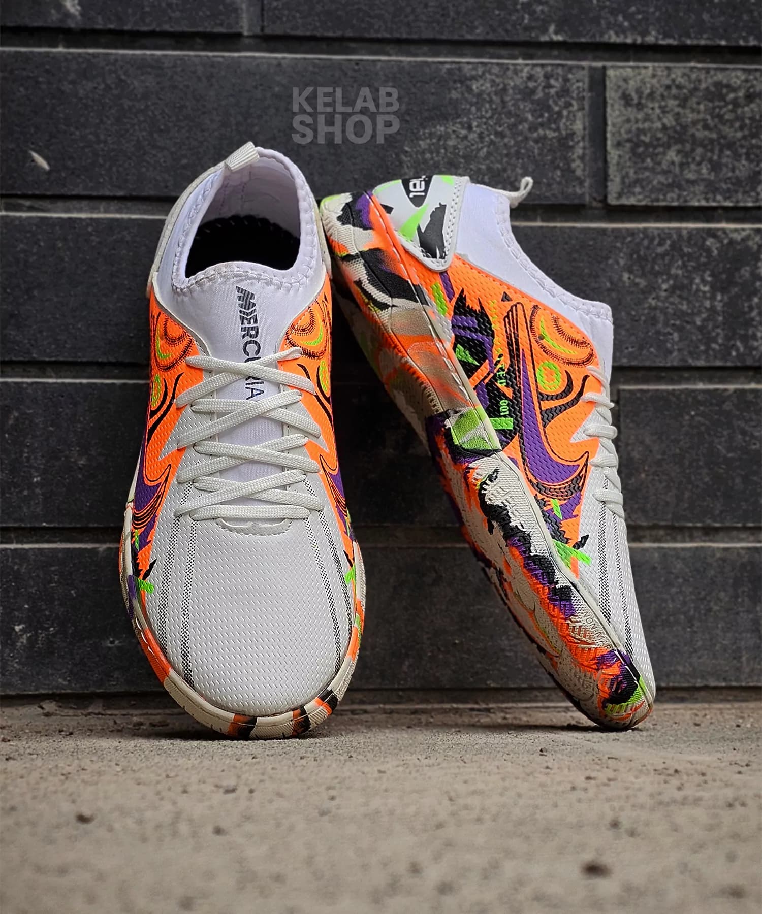 کفش سالنی نایک مرکوریال سفید نارنجی Nike mercurial — تصویر ۵