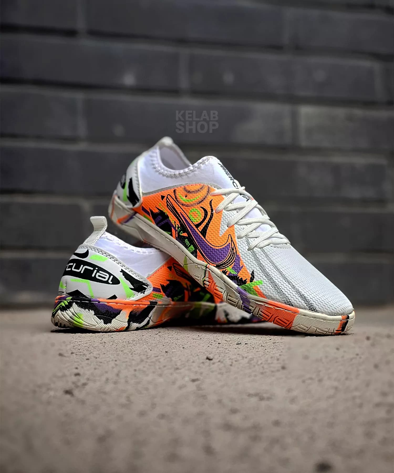 کفش سالنی نایک مرکوریال سفید نارنجی Nike mercurial — تصویر ۳