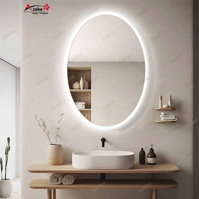 آینه آزالیا مدل آینه بیضی بک لایت نوردار