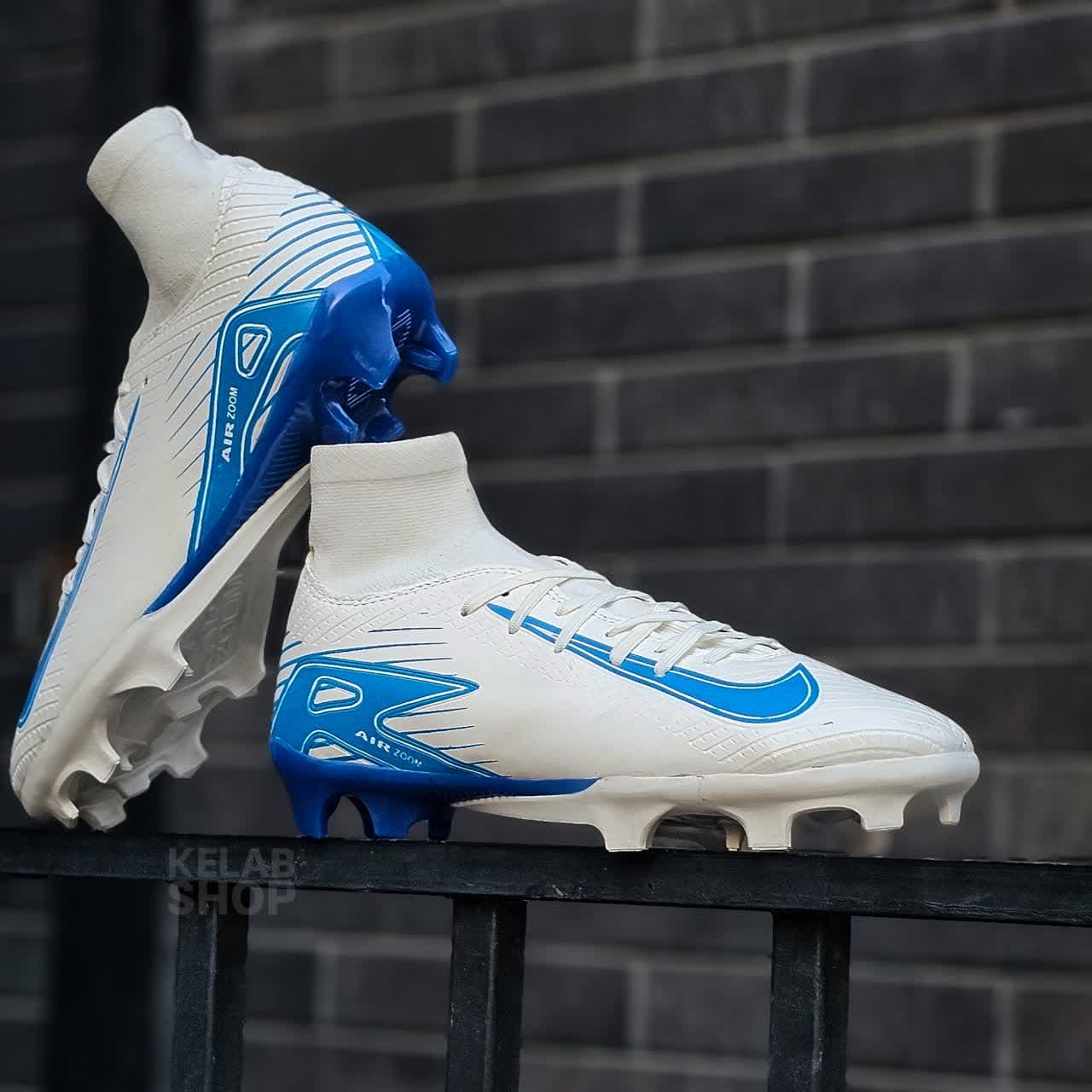 کفش فوتبال نایک مرکوریال ویپور ۱۶ سفید آبی Nike Mercurial vapor 16 (ساقدار) — تصویر ۴