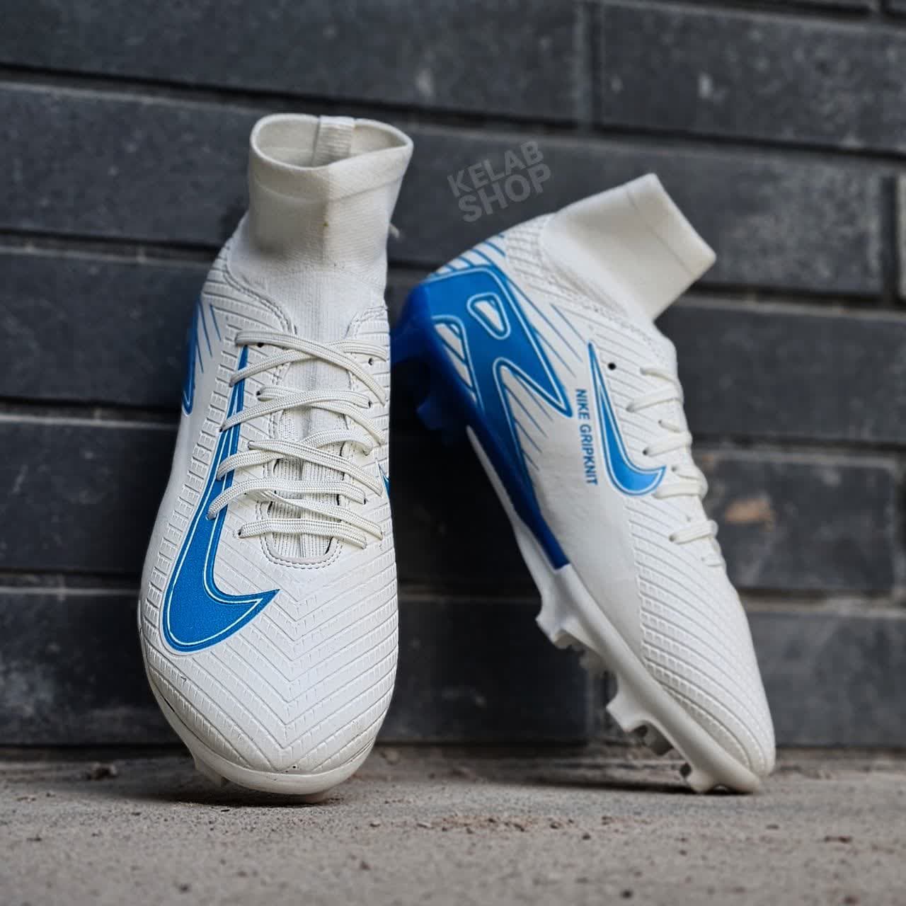 کفش فوتبال نایک مرکوریال ویپور ۱۶ سفید آبی Nike Mercurial vapor 16 (ساقدار) — تصویر ۵