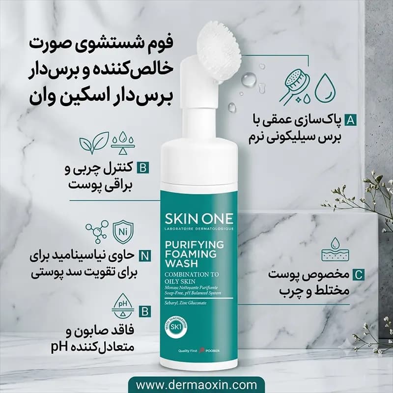 فوم شستشو صورت پوست مختلط و چرب اسکین وان — تصویر ۷
