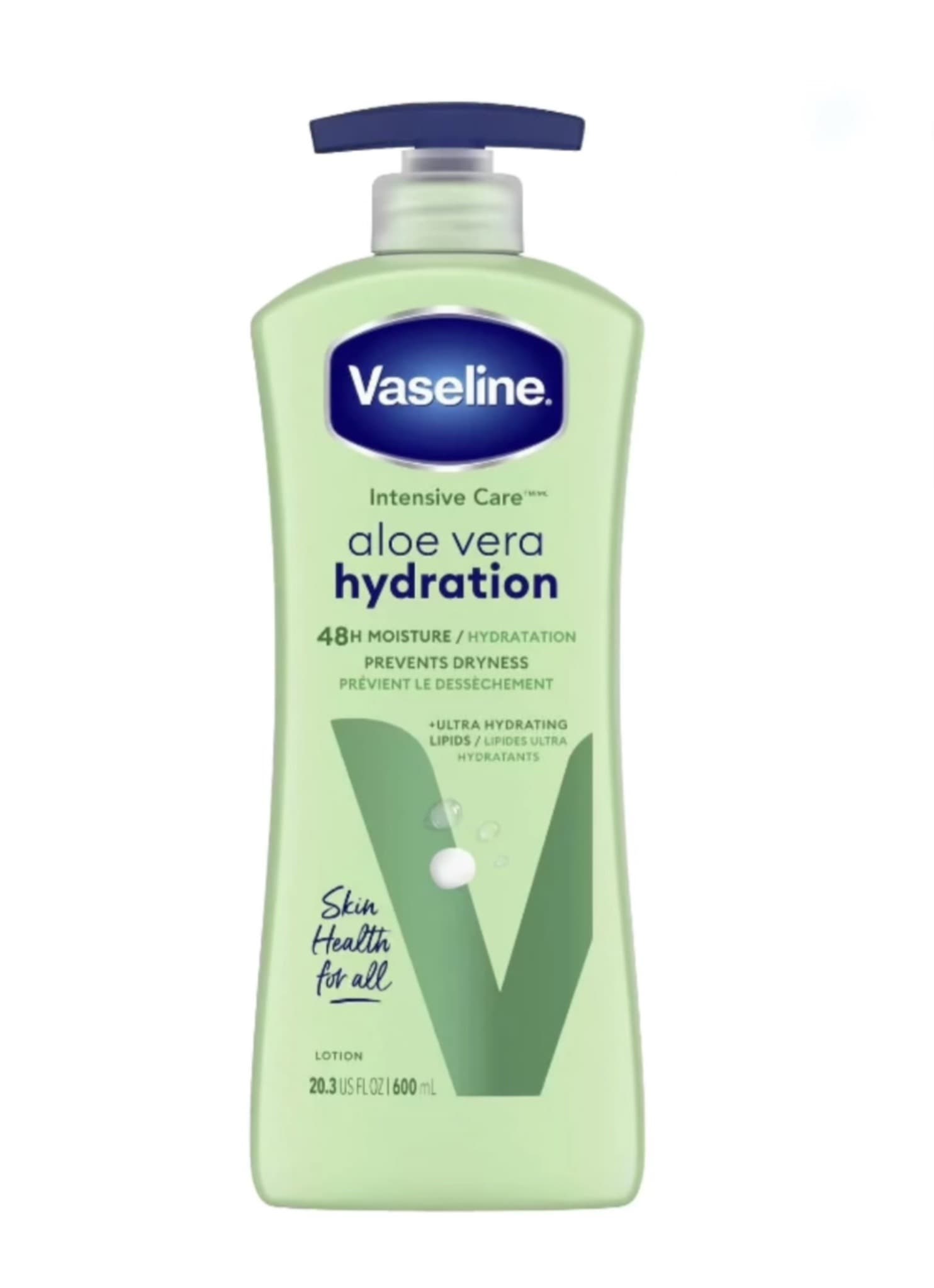 لوسیون بدن آلوئه ورا وازلین Vaseline آبرسانی قوی و فاقد چربی احیای پوست آسیب دیده، حجم 600ML