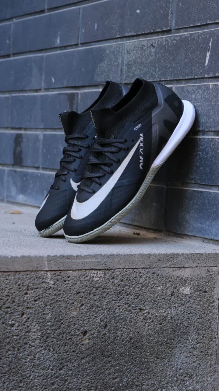 کفش سالنی نایک مرکورریال ایرزوم مشکی ساقدار Nike Airzoom (زیره نقره ای )