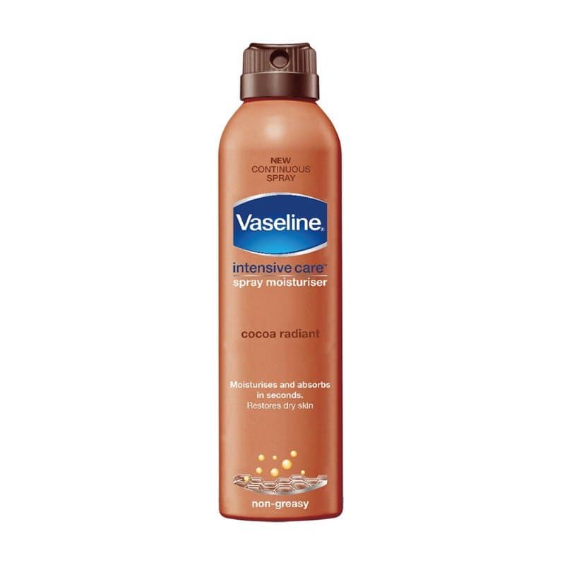 اسپری لوسیون بدن وازلین Vaseline مرطوب کننده و روشن کننده سری Intensive Care مدل COCOA Radiant، حجم 190ML
