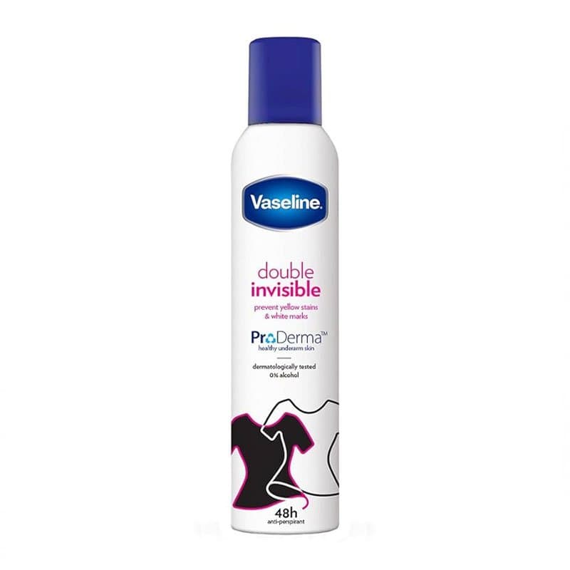 اسپری ضد تعریق زنانه وازلین vaseline مدل Double Invisible رایحه ملایم و تازه، حجم 250ML