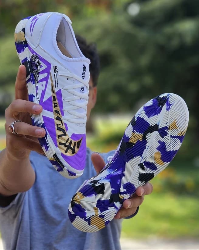 کفش فوتسال نایک ایرزوم سفید بنفش Nike Air Zoom — تصویر ۴