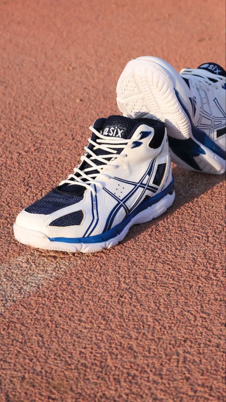 کفش والیبال اسیکس سفید آبی Asics volleyball