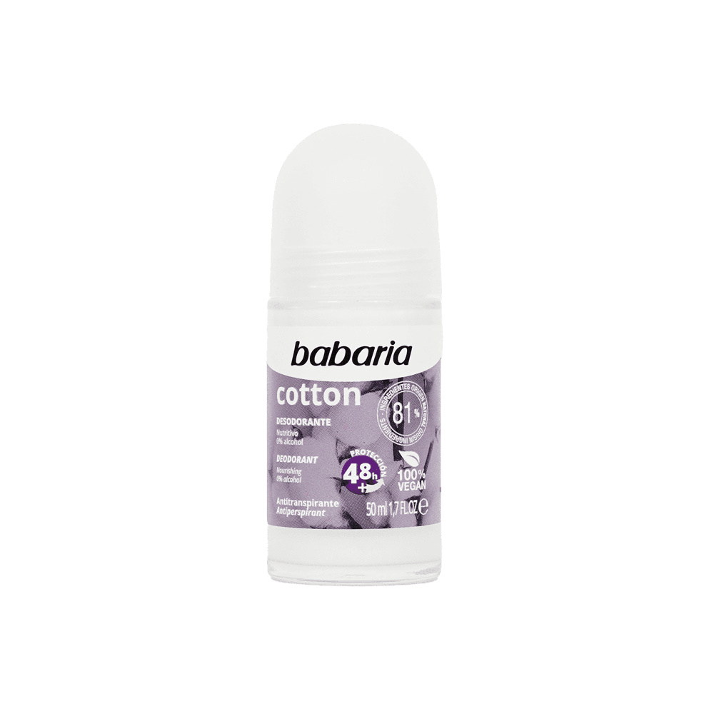 مام ضد تعریق زنانه باباریا Babaria مدل Cotton حاوی اسید های چرب ضروری، حجم 50ML — تصویر ۲
