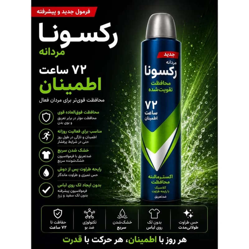 اسپری ضد تعریق مردانه رکسونا مدل Russ Extreme Protection 72H حجم 200 میلی لیتر — تصویر ۴