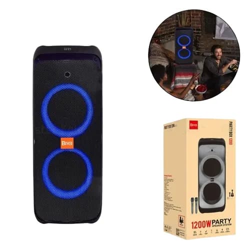 اسپیکر بلوتوث بیوا Biva Party Box 1200 توان 1200 وات رم و فلش خور — تصویر ۲