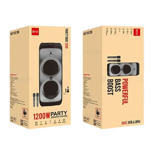 اسپیکر بلوتوث بیوا Biva Party Box 1200 توان 1200 وات رم و فلش خور — تصویر ۳
