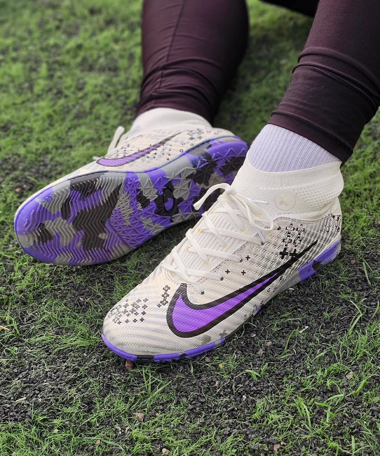 کفش فوتسال نایک مرکوریال MDS ساقدار سفید بنفش Nike MDS — تصویر ۳