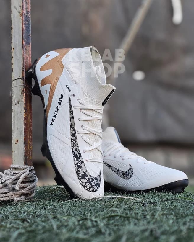 کفش فوتبال نایک ایرزوم سفید طلایی ساقدار Nike Airzoom — تصویر ۲