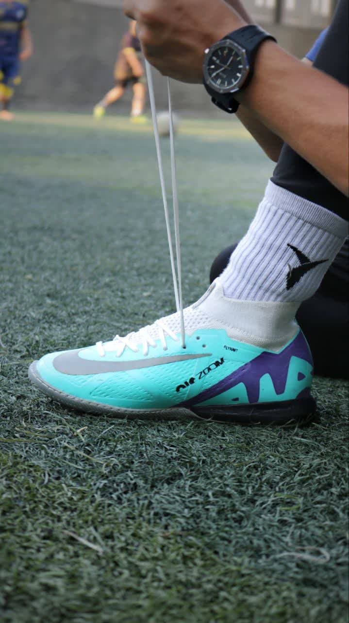 کفش فوتسال نایک ایرزوم ویپور۱۵ آبی فیروزه ای Nike Airzoom vapor15