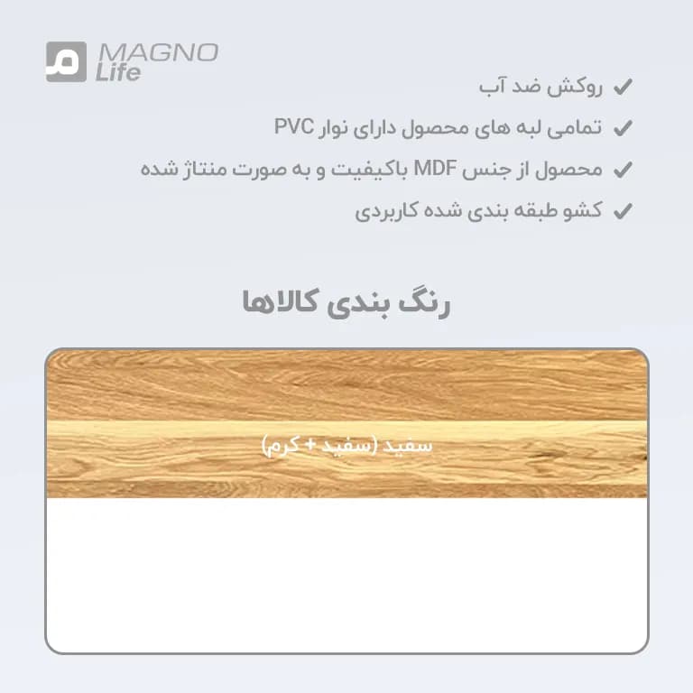 زیرمانیتوری کشودار چوبی دکورین مدل DEC-0006 سفید — تصویر ۸