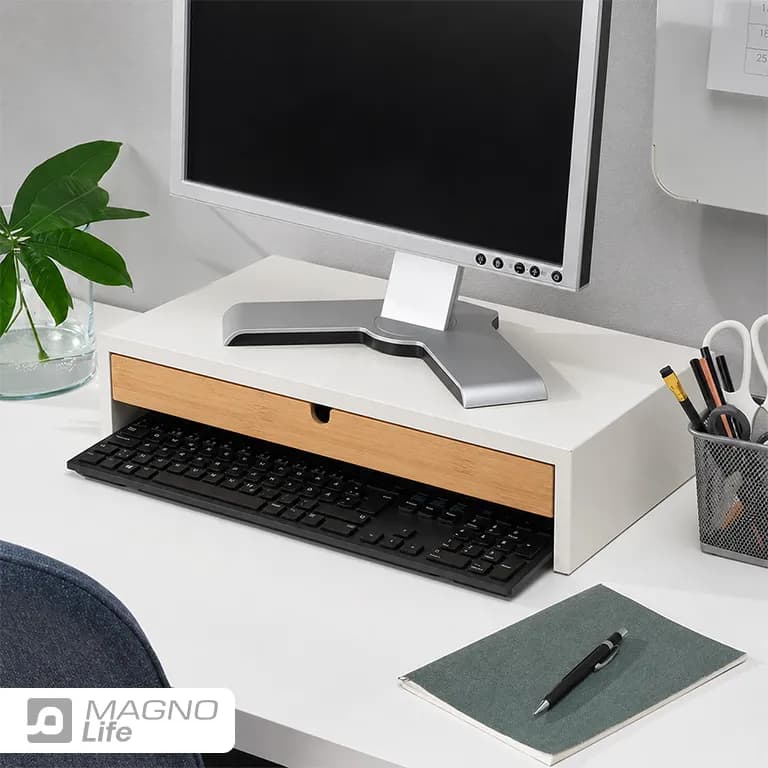 زیرمانیتوری کشودار چوبی دکورین مدل DEC-0006 سفید — تصویر ۲