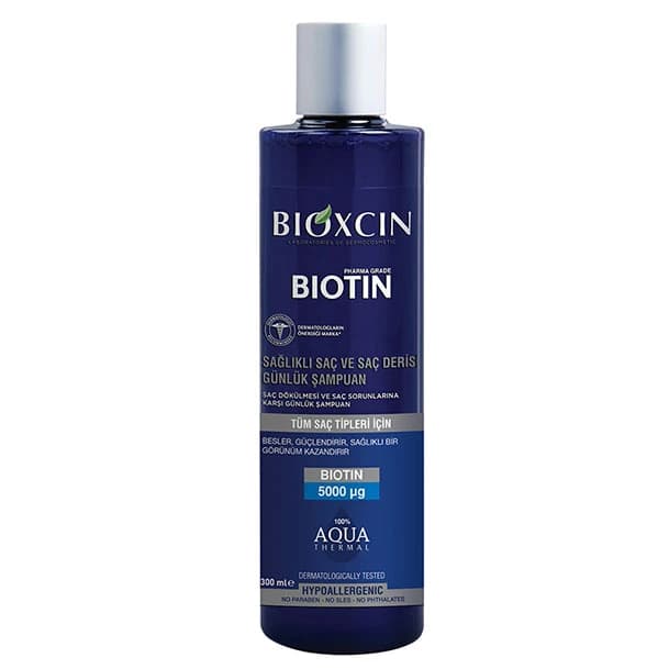 شامپو بیوکسین BIOXCIN ضد ریزش مدل BIOTIN مناسب انواع مو، حجم 300ML
