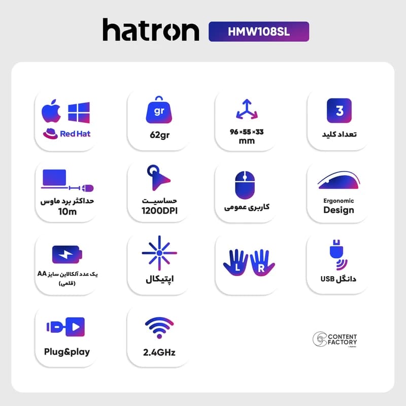 موس بی سیم Hatron HWM108SL — تصویر ۵