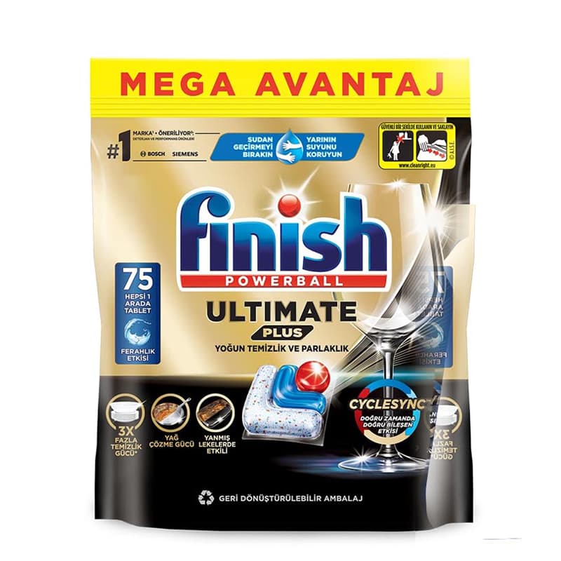 قرص ماشین ظرفشویی فینیش Finish مدل Ultimate Powerball Plus، بسته 75 عددی