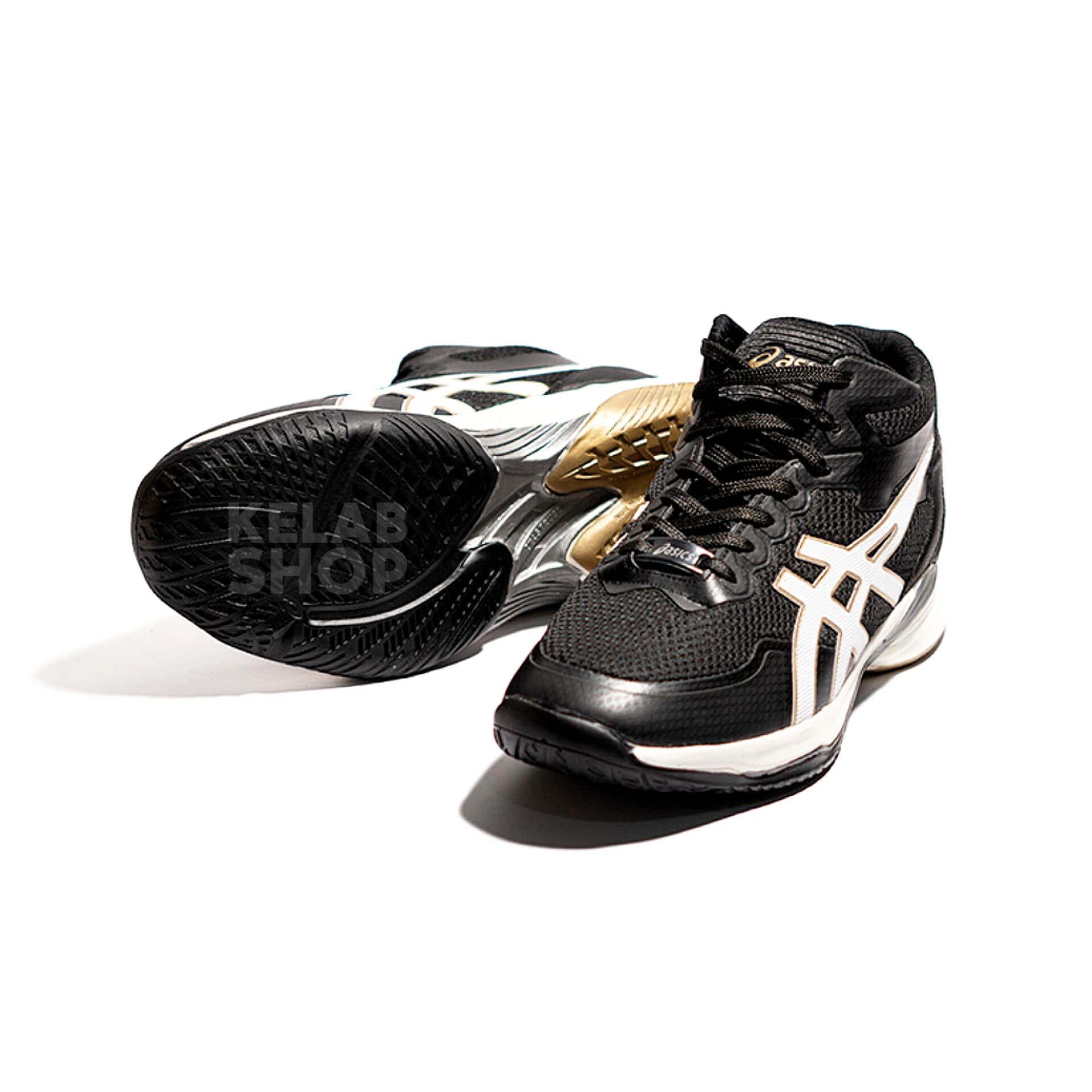 کفش والیبال اسیکس مشکی طلایی سفید Asics — تصویر ۲