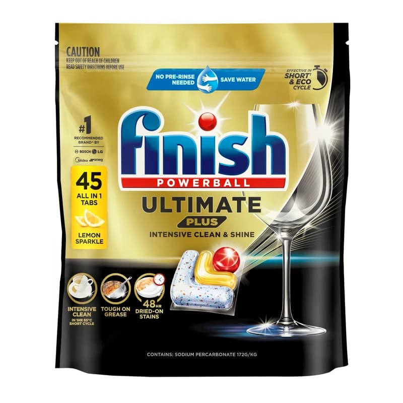 قرص ماشین ظرفشویی فینیش Finish مدل Ultimate Powerball Plus، بسته 45 عددی — تصویر ۲