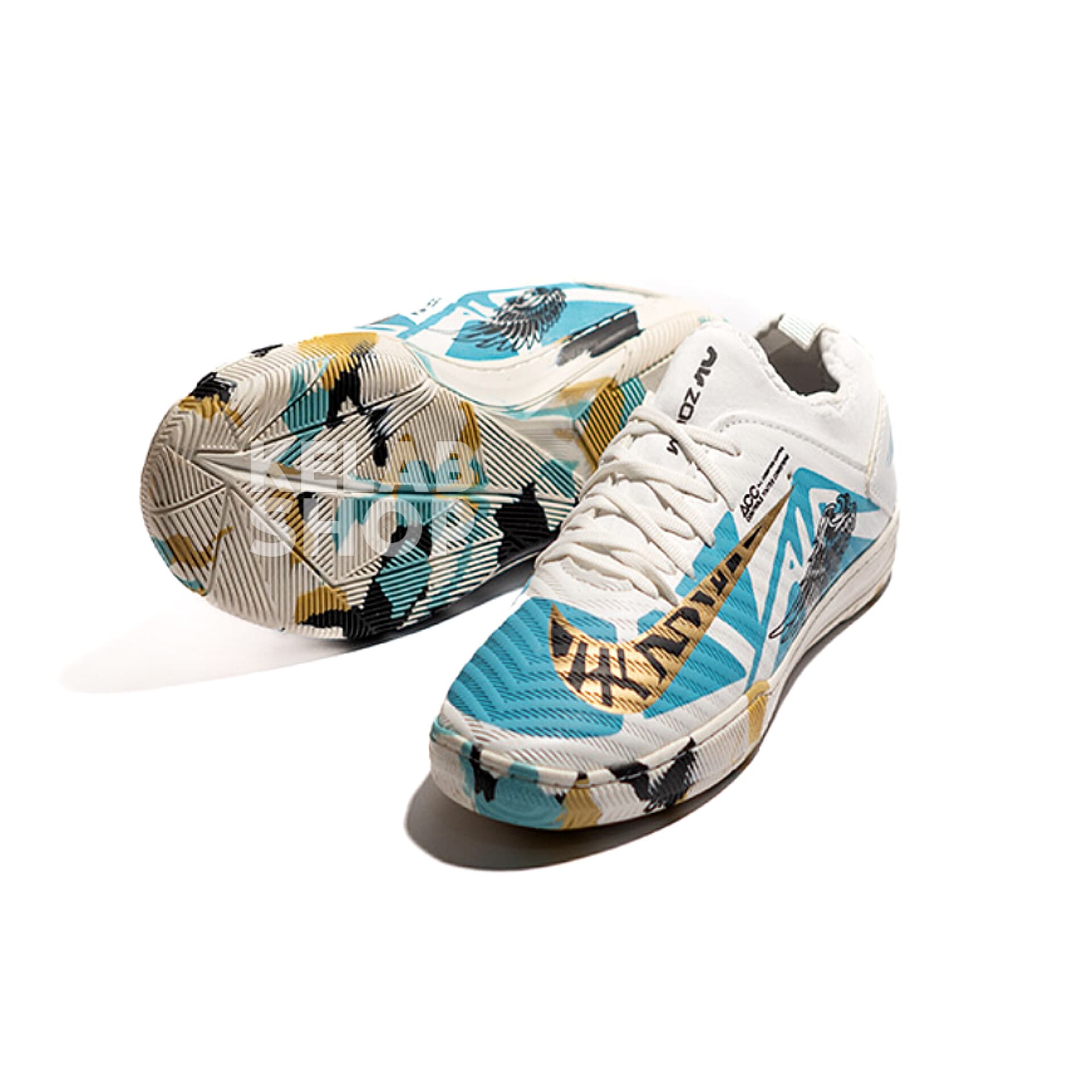 کفش فوتسال نایک ایرزوم سفید آبی Nike AirZoom