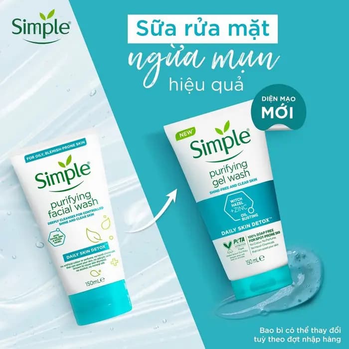 ژل شستشوی صورت سیمپل Simple مدل Purifying مناسب پوست چرب و مختلط، حجم 150ML — تصویر ۳