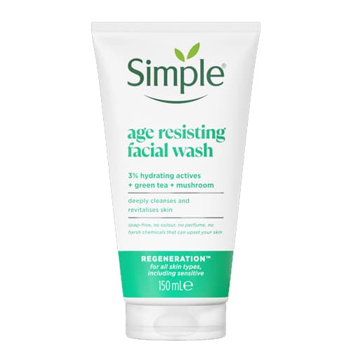 ژل شستشوی صورت سیمپل Simple خاصیت ضد پیری و حاوی عصاره چای سبز مناسب پوست چرب، حجم 150ML