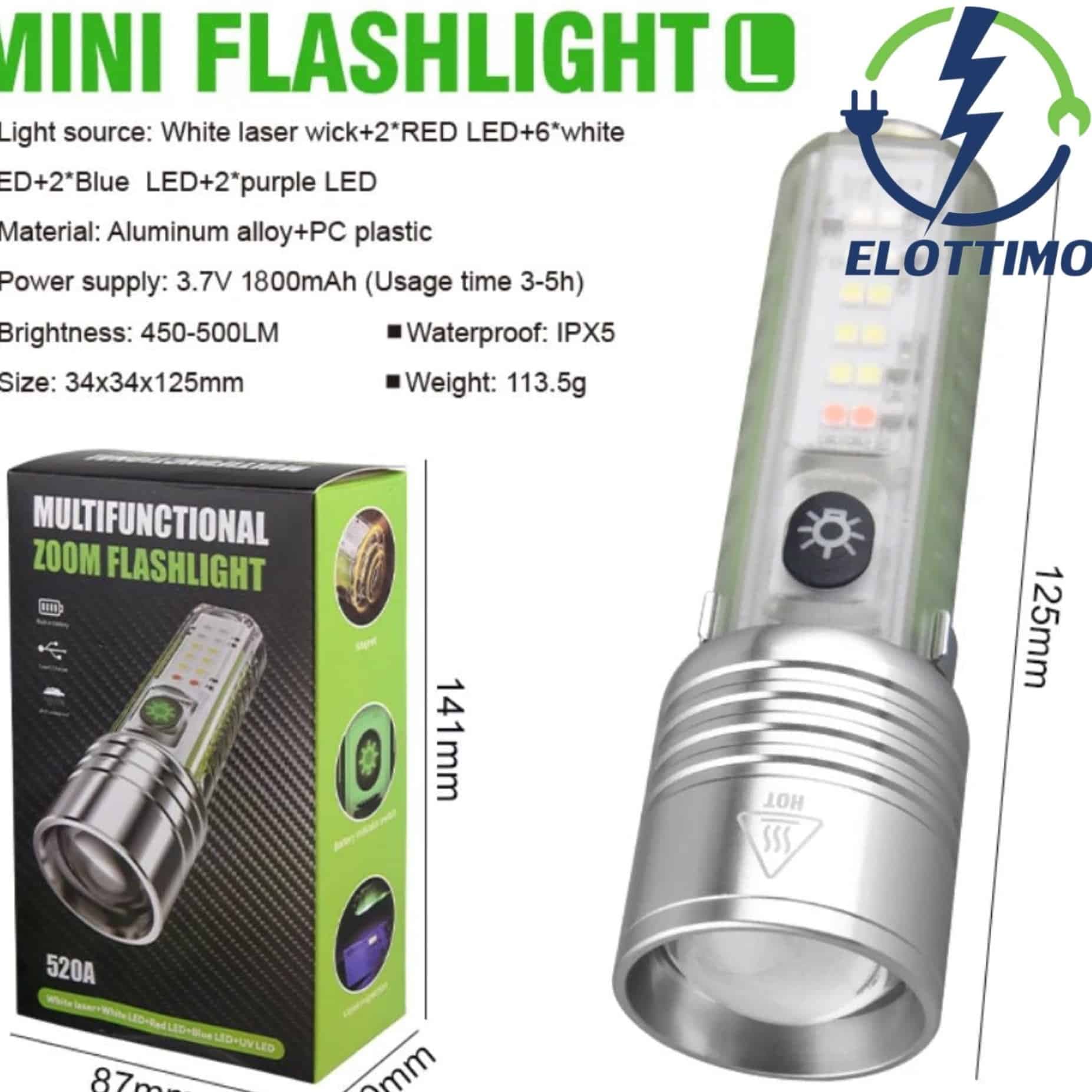 چراغ قوه دستی مدل 520A دارای نور UV — تصویر ۳