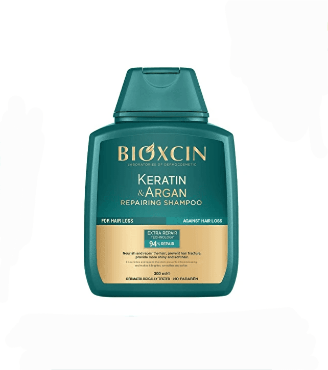 شامپو بیوکسین BIOXCIN سبز ضد ریزش حاوی کراتین و آرگان، حجم 300ML
