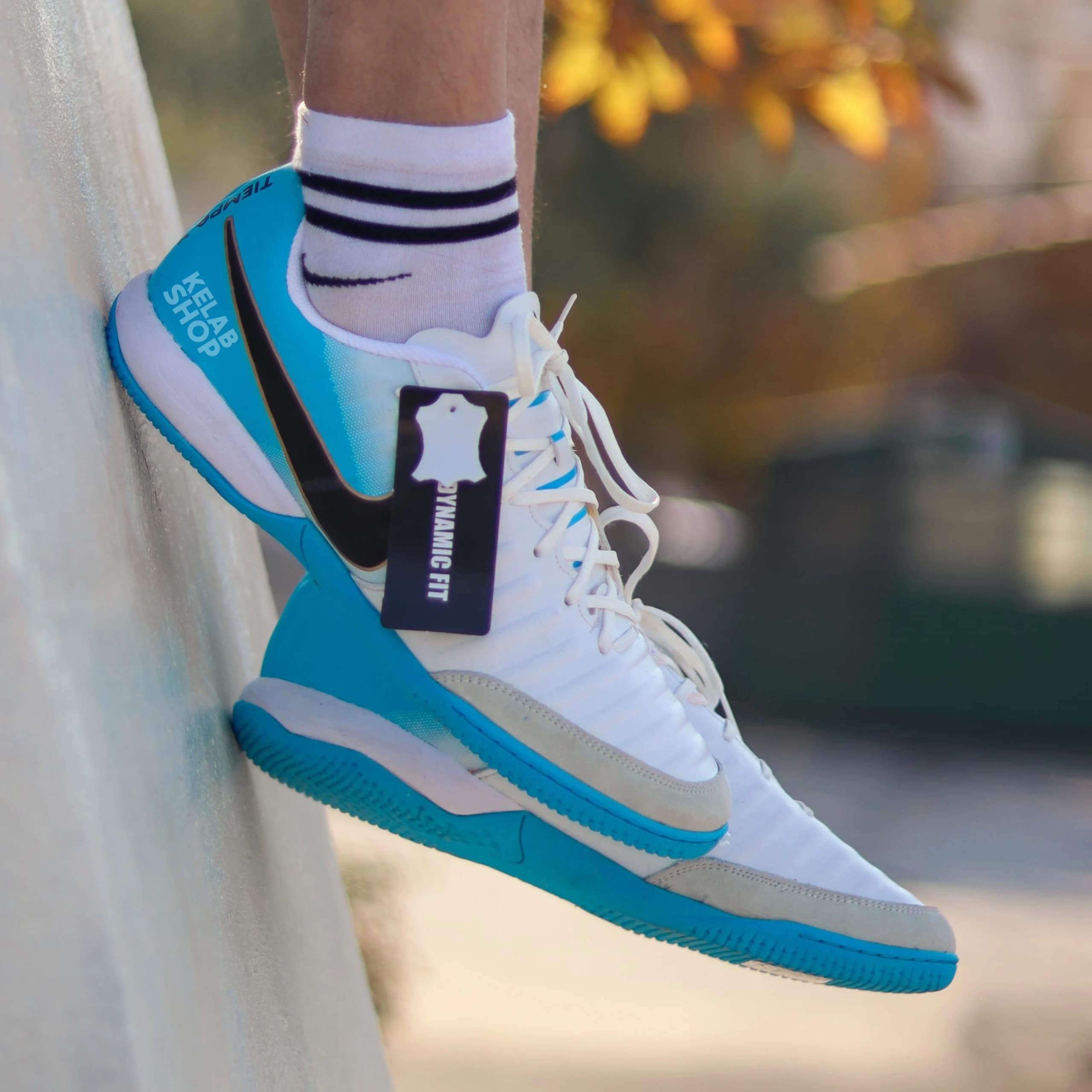 کفش سالنی تمپو ایکس سفید آبی Nike Tiempo X — تصویر ۸