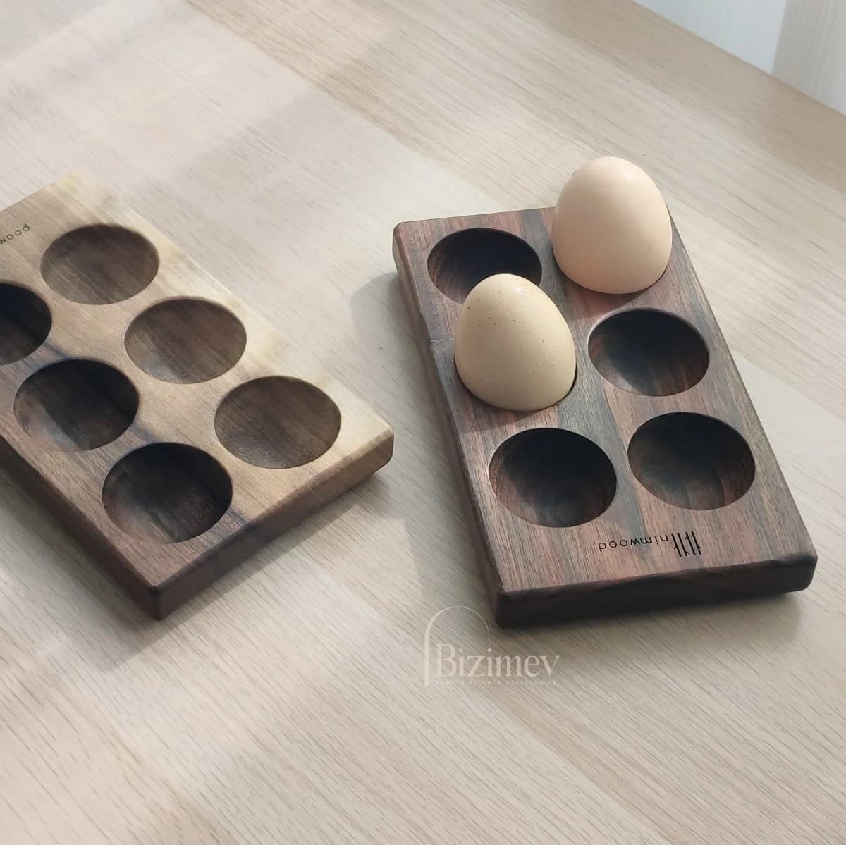 استند تخم مرغ 6 عددی ( چوب گردو ) — تصویر ۲