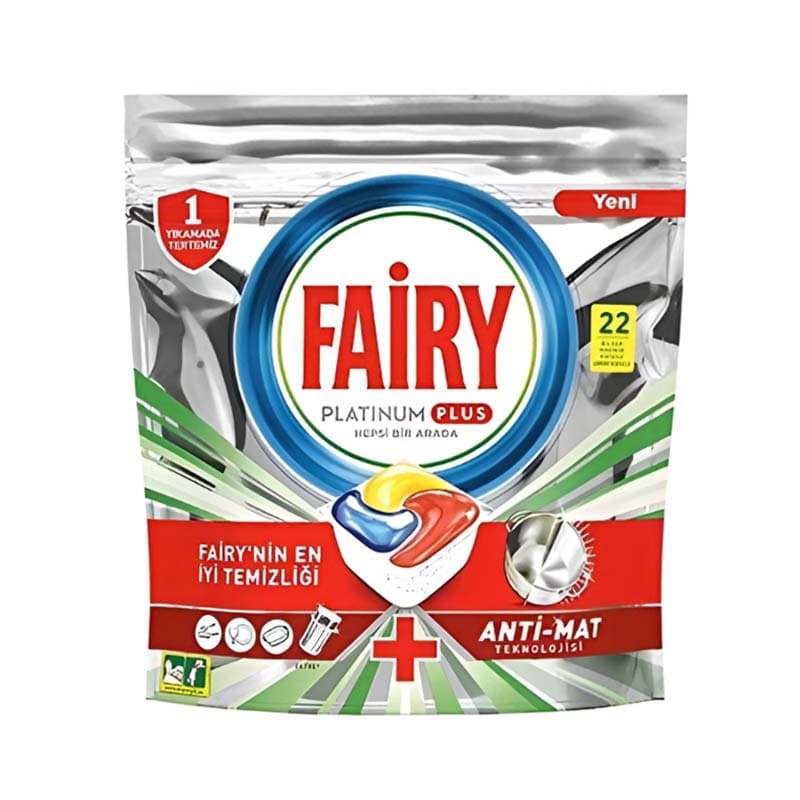 قرص ماشین ظرفشویی فیری FAiRY پلاتینیوم پلاس Platinum Plus با رایحه لیمویی، بسته 22 عددی