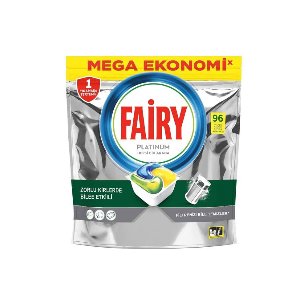 قرص ماشین ظرفشویی فیری FAiRY سری پلاتینیوم Platinum با رایحه لیمو، بسته 96 عددی