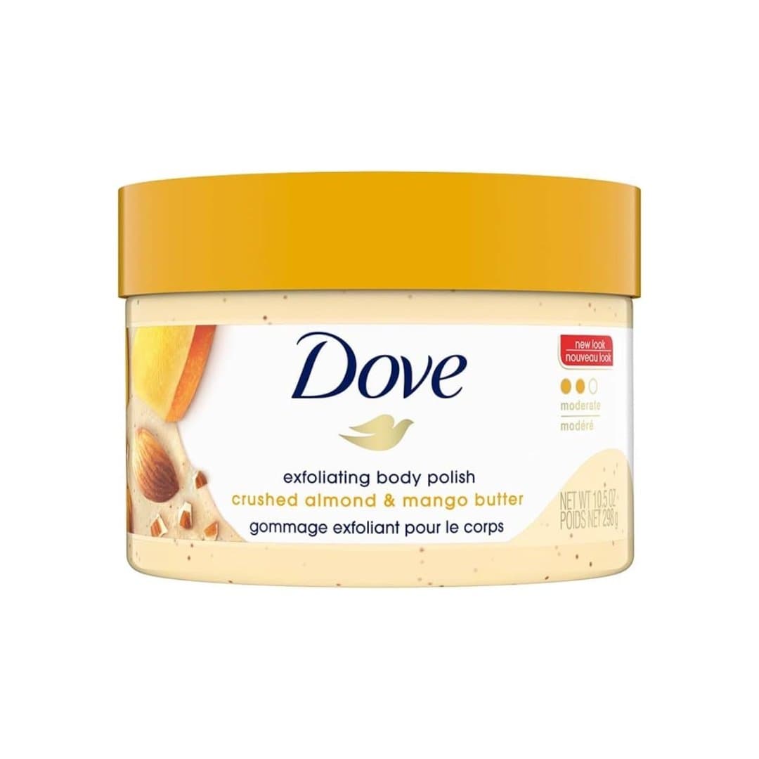 اسکراب بدن داو Dove، لایه بردار و حاوی بادام خرد شده طبیعی و کره انبه، حجم 298 گرم — تصویر ۲