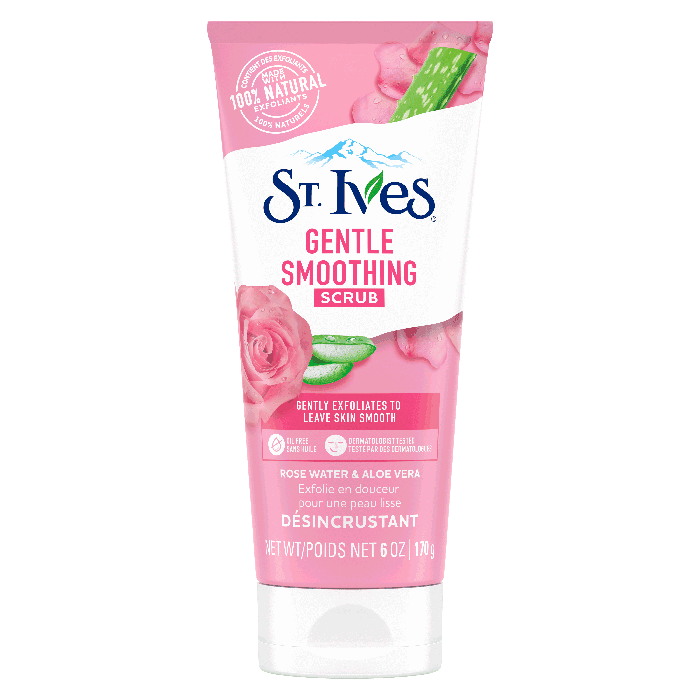 اسکراب پوست اس‌تی‌ایوز ST-Ives سری GENTLE SMOOTHING لایه بردار و شفاف کننده حاوی گل رز و آلوئه ورا، حجم 170ML