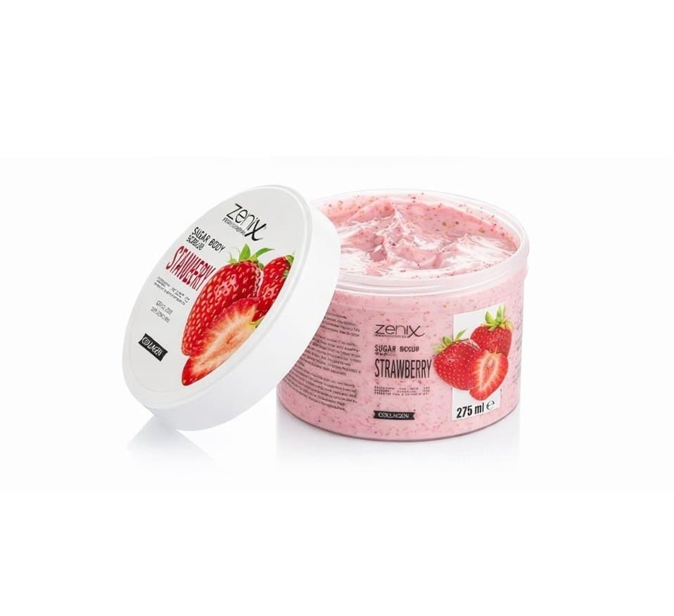اسکراب پوست زنیکس Zenix لایه‌بردار ملایم حاوی کلاژن و عصاره توت‌فرنگی، حجم 275ML