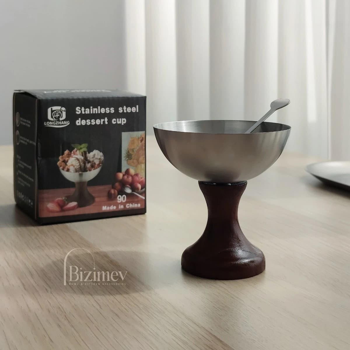 جام استیل پایه چوبی — تصویر ۳