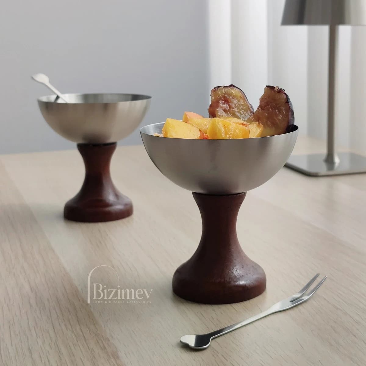 جام استیل پایه چوبی — تصویر ۲