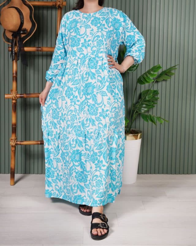 پیراهن نخی گل آیدا S7584 — تصویر ۶