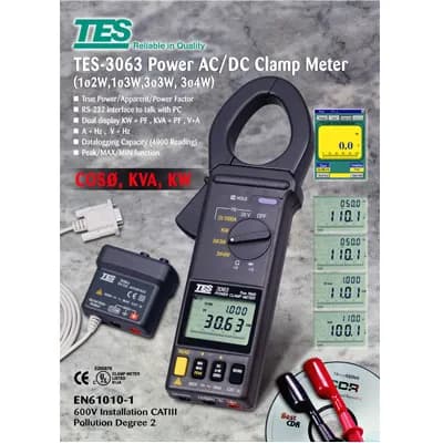 کلمپ قدرتی AC/DC دیتالاگر | مدل TES-3063 تایوان — تصویر ۴