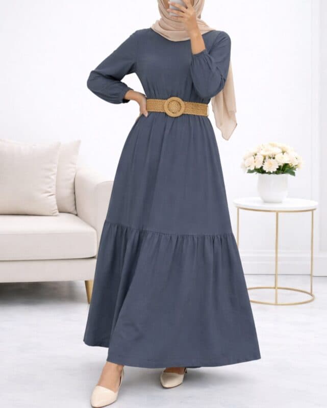پیراهن ململ طرح آیدا یقه گره ای 6140 — تصویر ۵