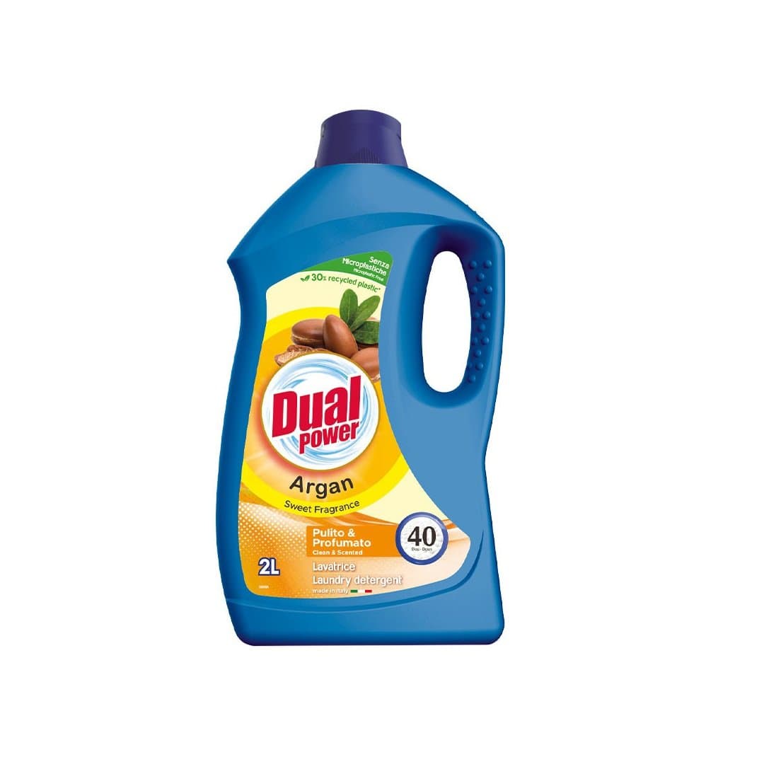 مایع لباسشویی دوآل Dual Power مدل آرگان مناسب لباس‌های سفید و رنگی، حجم 2 لیتر