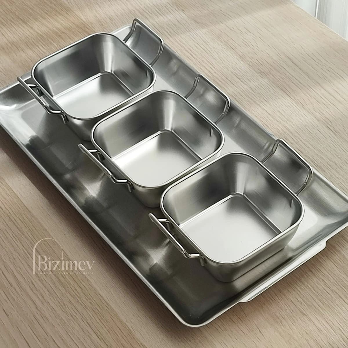 مزه خوری مربع دسته دار استیل