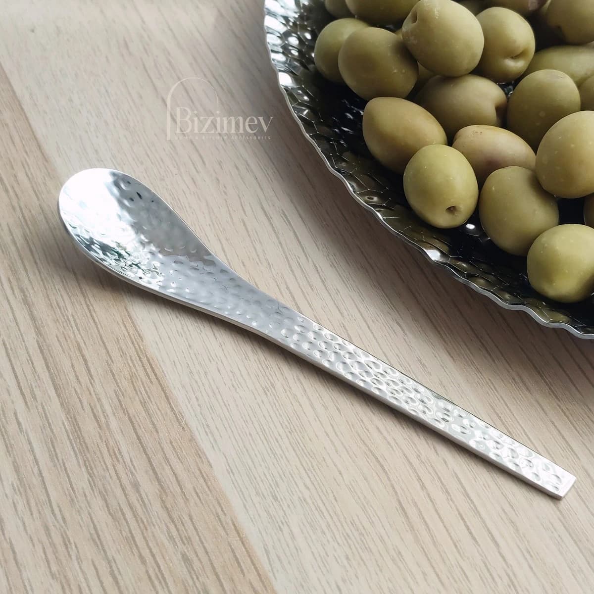 قاشق استیل دسر خوری طرح چکشی