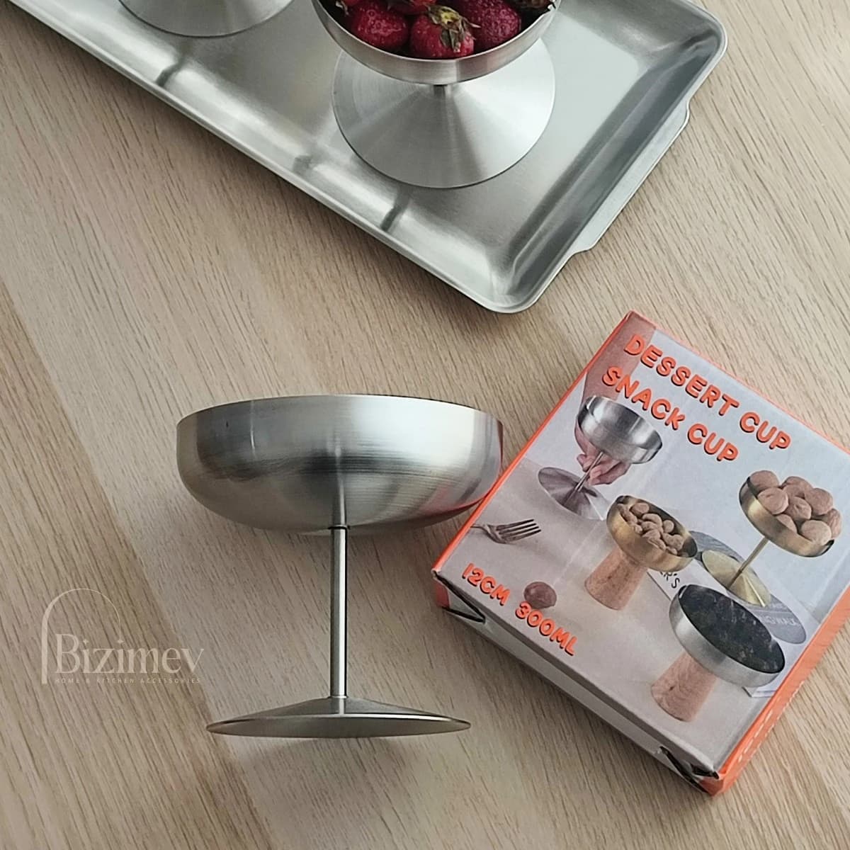 جام پایه دار استیل مات طرح زارا — تصویر ۶