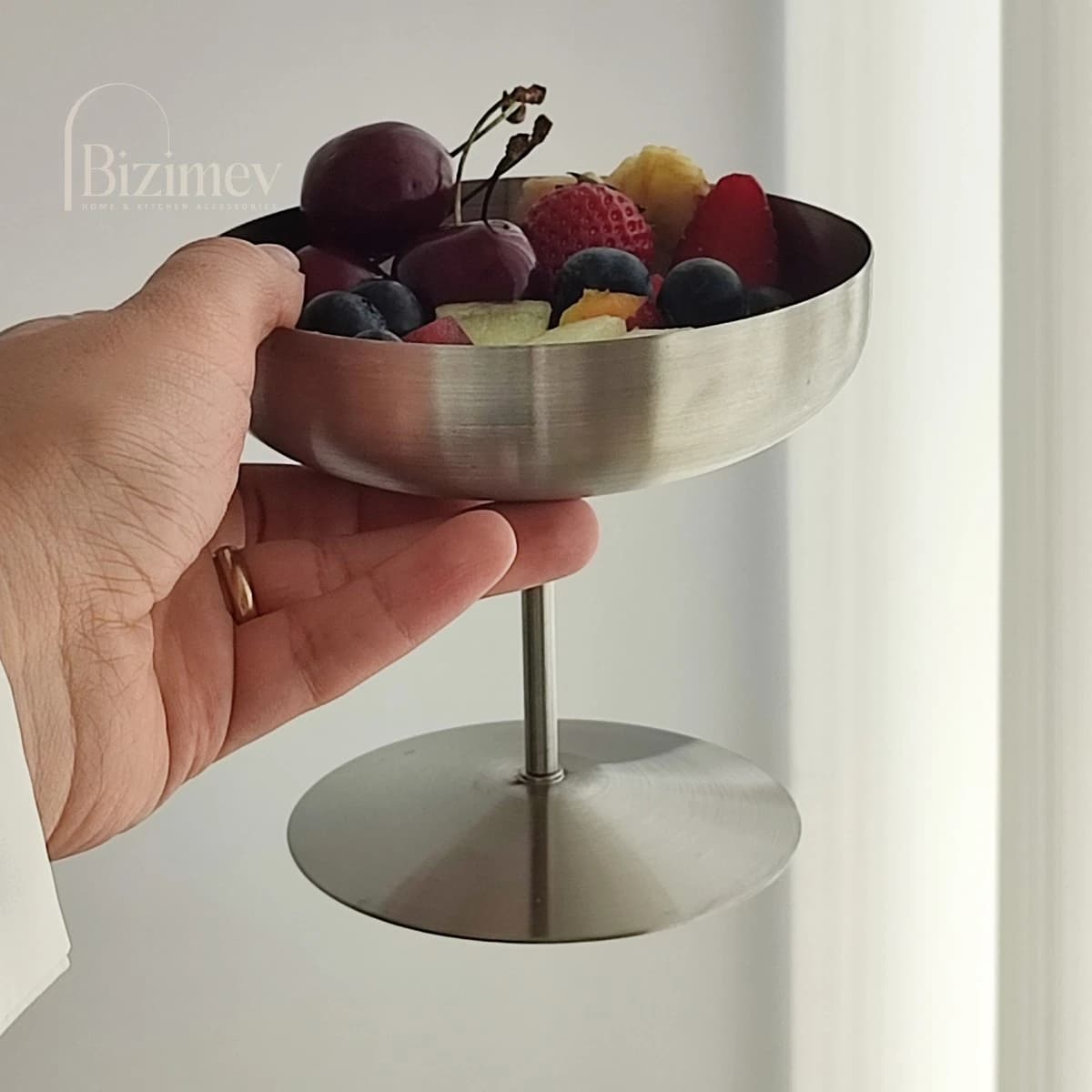 جام پایه دار استیل مات طرح زارا — تصویر ۷